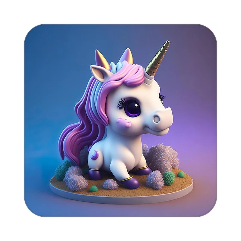 زیر لیوانی کاکتی طرح اسب تک شاخ و یونیکورن مدل mp33526