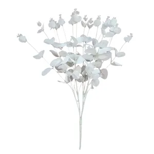 گل مصنوعی مدل بوته اکالیپتوس ۴ شاخه کد sefid