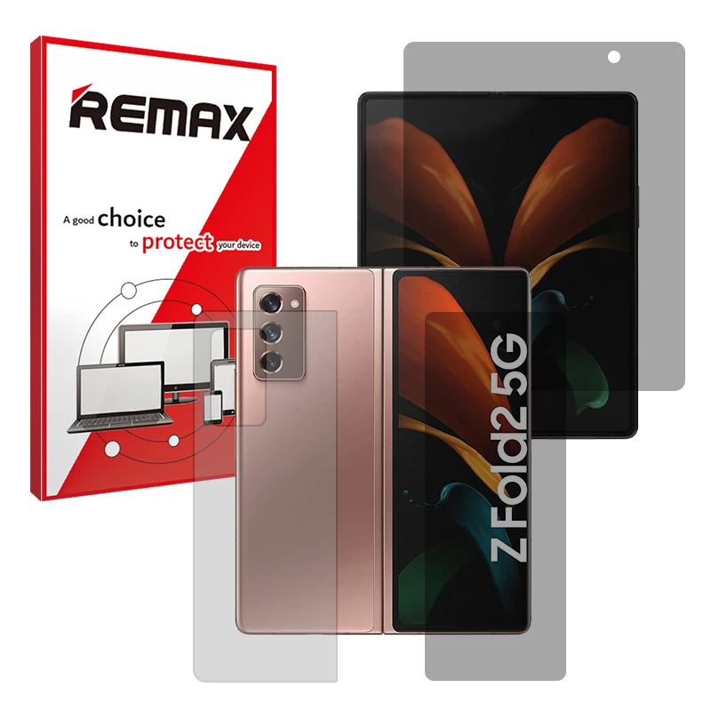 محافظ صفحه نمایش حریم شخصی ریمکس مدل Resistant مناسب برای گوشی موبایل سامسونگ Galaxy Z Fold 2 به همراه محافظ پشت گوشی
