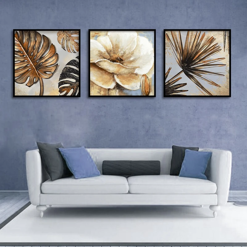 تابلو بکلیت طرح نقاشی گل مدل شاین اکلیلی B-1618 مجموعه 3 عددی
