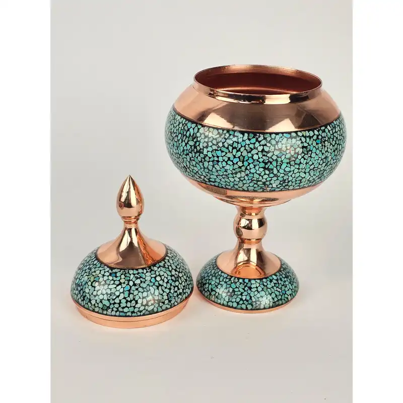 شکلات خوری فیروزه کوبی مسی مدل شیرازی کد ShKK