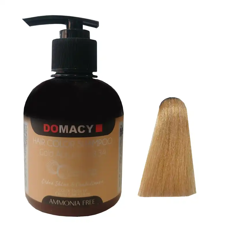 شامپو رنگ مو دوماسی مدل 8.34 حجم 300 میلی لیتر رنگ طلایی پاییزی