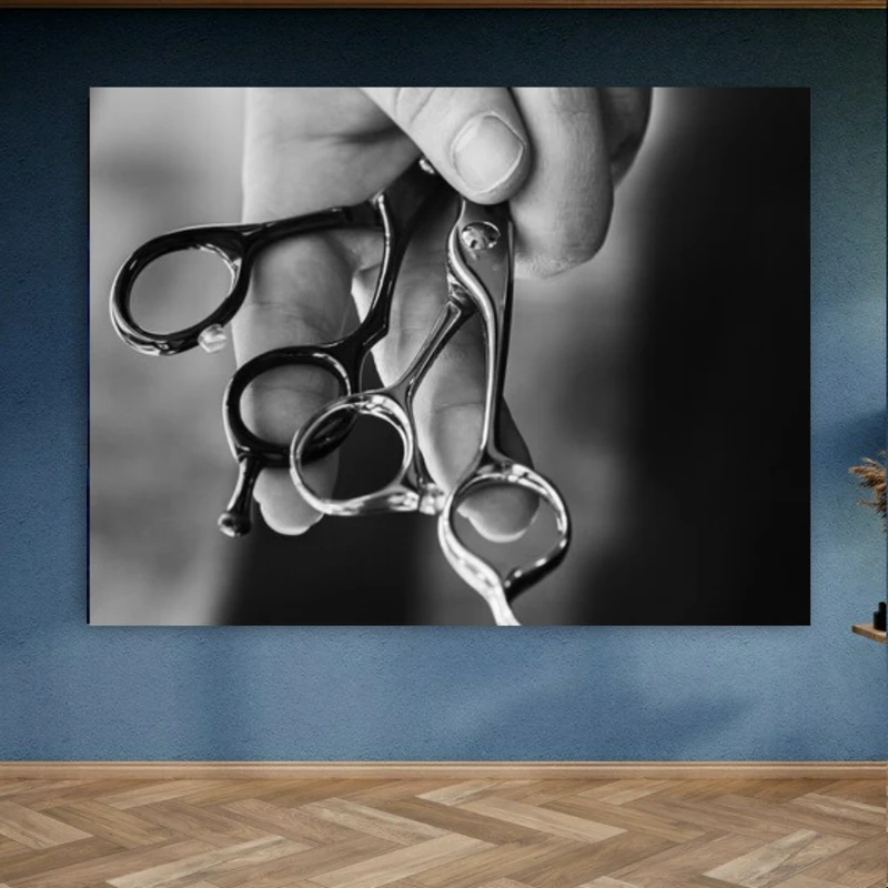 پوستر پارچه ای طرح مخمل آرایشگاه مردانه مدل قیچی کد FP1056702