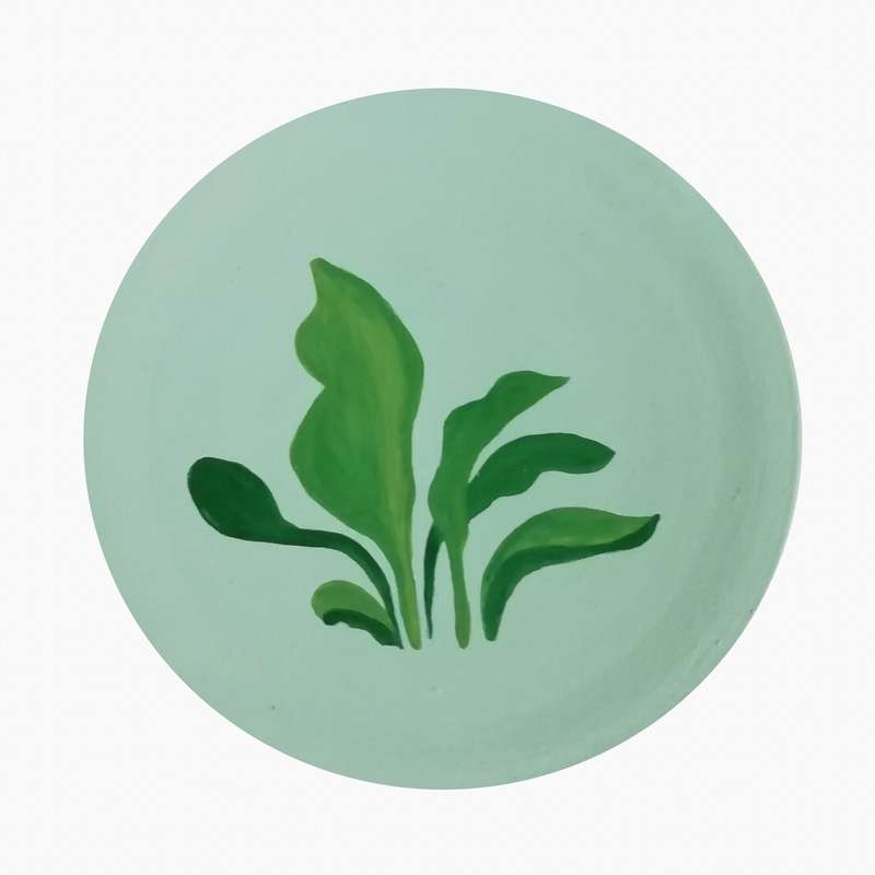 بشقاب دیوارکوب سفالی طرح برگ کد A03
