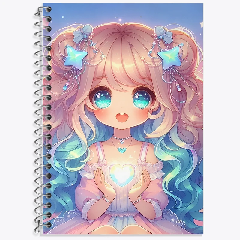 دفتر زبان 50 برگ خندالو مدل سه خط طرح دخترانه کیوت کد F6065