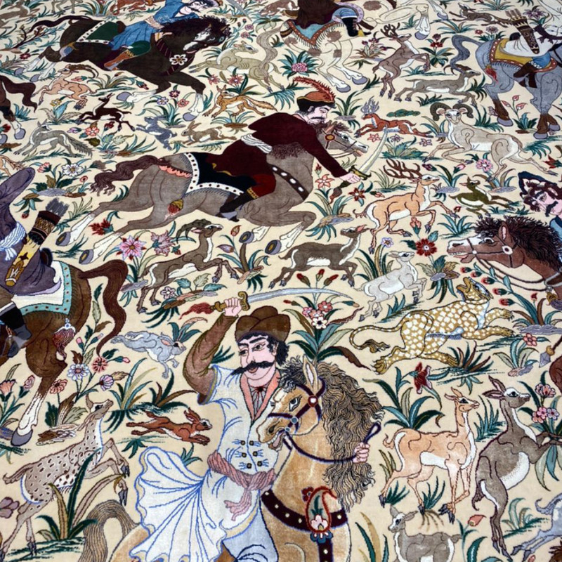 فرش دستباف 12 متری پورمعمار مدل شکارگاه کد 110