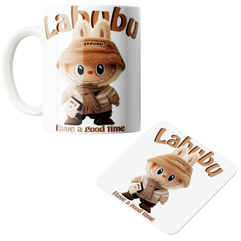 ماگ پاد آفرین مدل لبوبو کد z204 به همراه زیر لیوانی