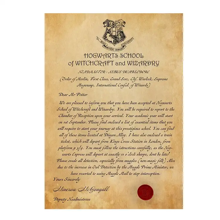 پوستر مسترگرین مدل هری پاتر طرح نامه هاگوارتز