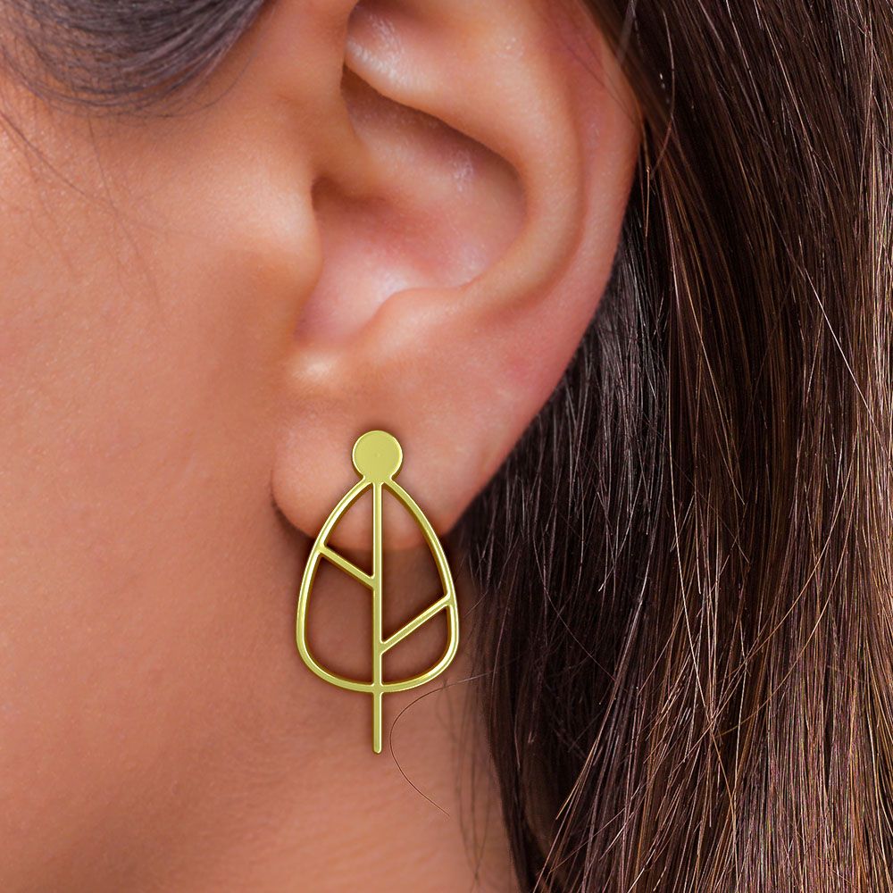 گوشواره طلا 18 عیار زنانه مدوپد مدل برگ کد GA1-15867 - - 3