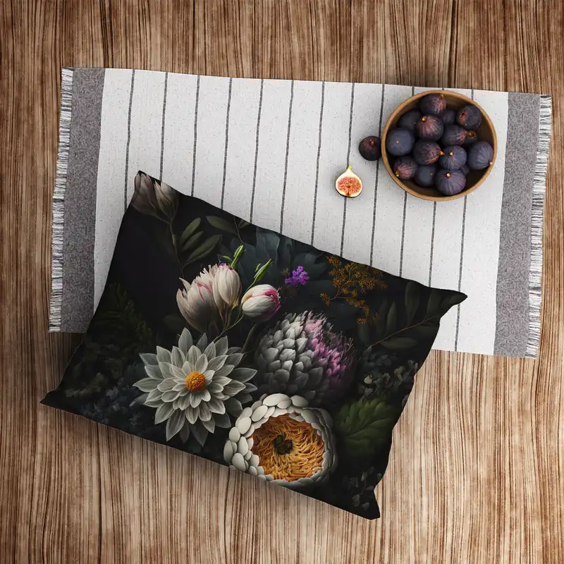 رو بالشی هزاردستان طرح گل و برگ مدل Drob261