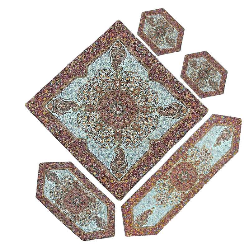 ست 5 تکه رو میزی ترمه طرح افشار