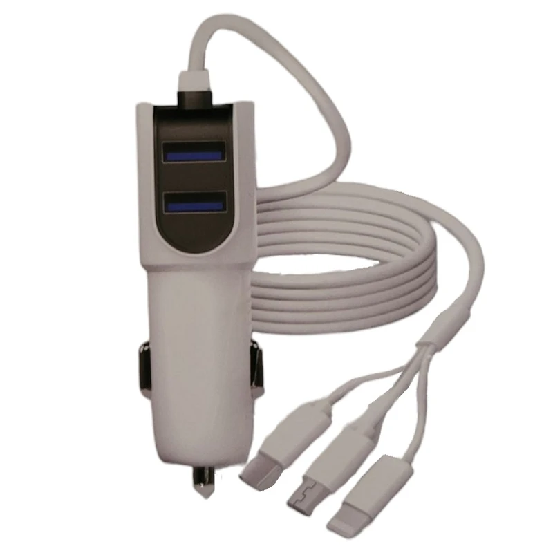 شارژر فندکی 25 وات مدل 5V به همراه کابل تبدیل USB به MICROUSB/USB-C/لایتنینگ