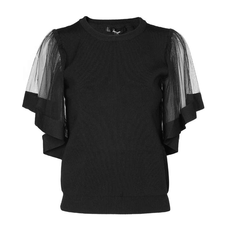  پلیور زنانه جوتی جینز مدل آستین پروانه‌ای کد 21124 رنگ مشکی