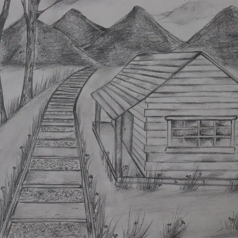 نقاشی سیاه قلم مدل منظره مدل 264452