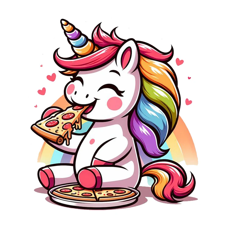 استیکر پارچه و لباس پاد آفرین مدل یونیکورن پیتزا خور کد DKST26