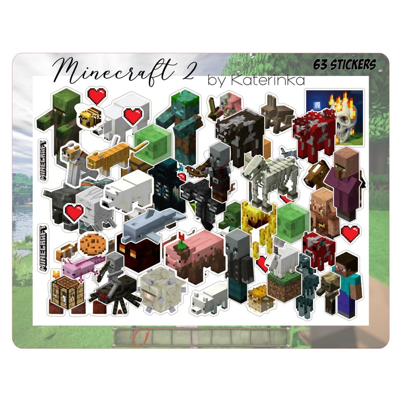 برچسب کاترینکا طرح برش خورده بولت ژورنال و اسکرپ بوک مدل Minecraft 2 بسته 63 عددی