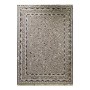 فرش ماشینی 1500 شانه زمینه نقره‌ای حاشیه نقره‌ای مدل 1507