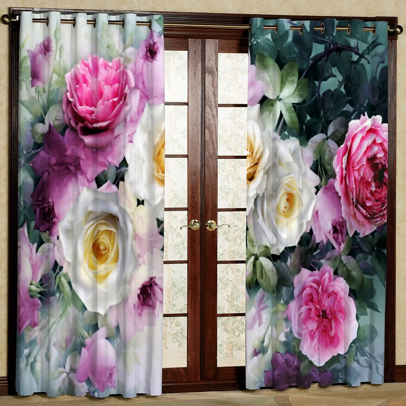 پرده مدل گل رنگی رنگی هازان پانچی کد 4379 سایز 140x200 سانتی متر