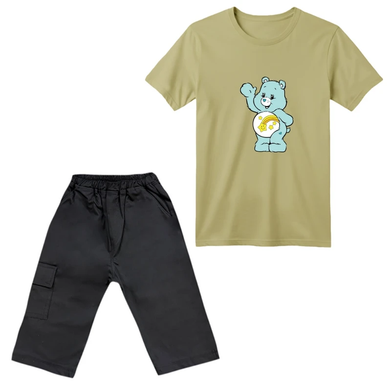 ست تی‌شرت آستین کوتاه و شلوارک پسرانه مدل خرس مهربون کد 01