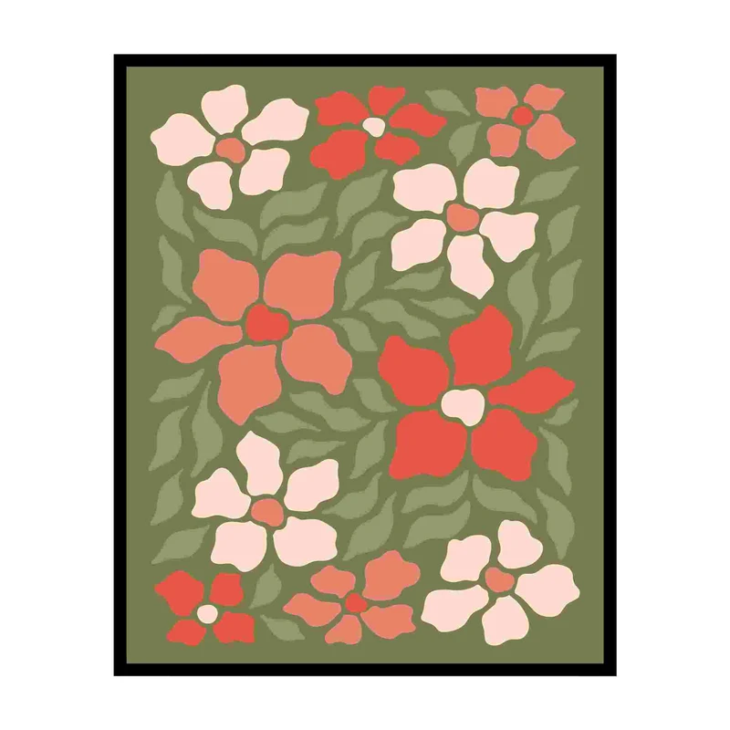 پوستر مدل چاپ گل رترو 3