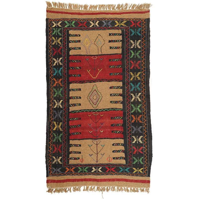 گلیم دستبافت دو متری طرح سفره کردی کد 1408260