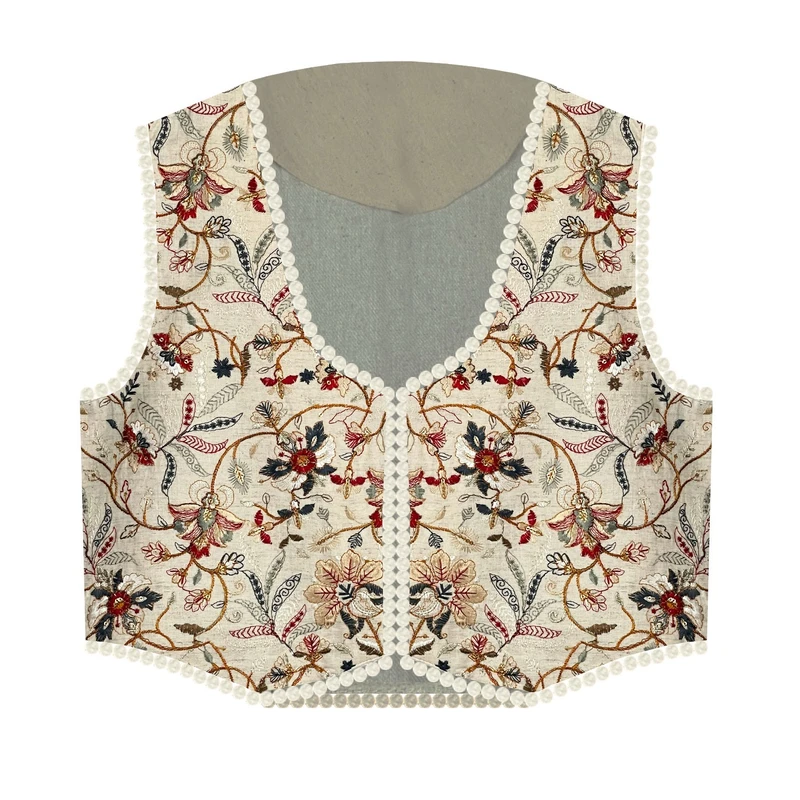 وست یقه هفت زنانه مدل قیطان دوزی لینن کد AK1342