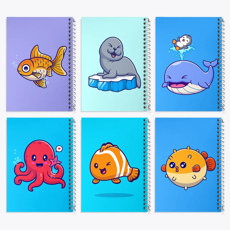 دفتر نقاشی 50 برگ خندالو طرح حیوانات بامزه کد 413 مجموعه 6 عددی