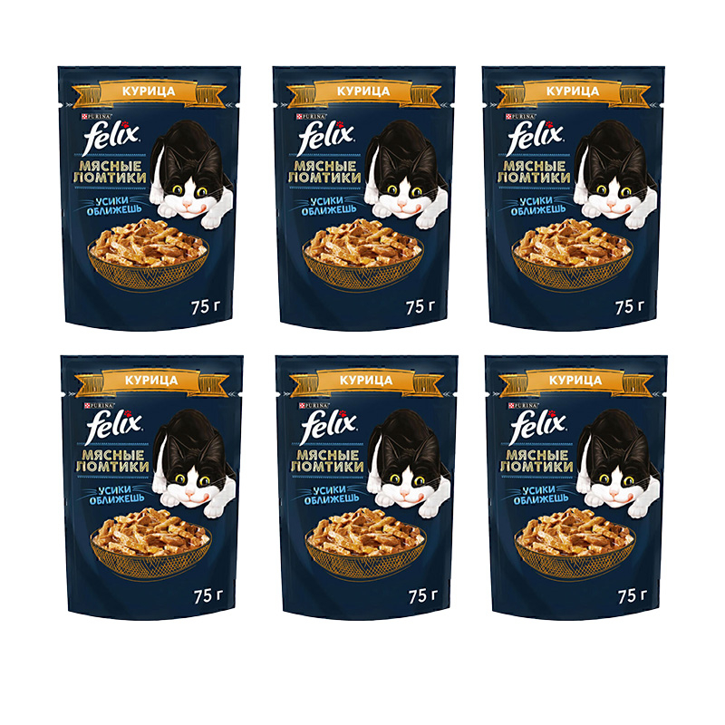 پوچ گربه فلیکس مدل in Sauce با طعم فیله مرغ وزن 410 گرم بسته 6 عددی