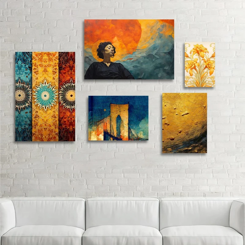 تابلو شاسی بکلیت طرح نقاشی دکوراتیو مدرن مدل SH-1259 مجموعه 5 عددی