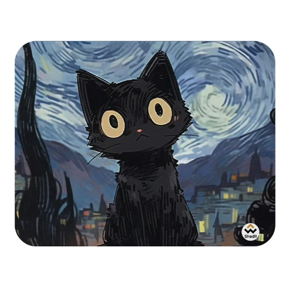 ماوس پد شادیت مدل نقاشی ونگوگ و گربه کد01 سایز24*19سانتی متر