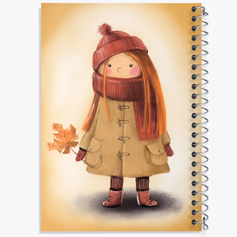 دفتر ژورنال نویسی 50 برگ خندالو مدل نقطه ای طرح دختر و پاییز کد F7657