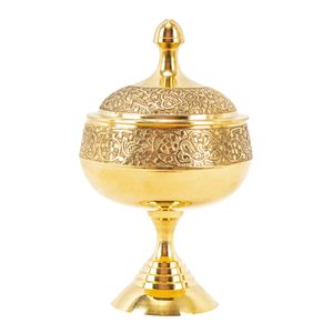 قندان برنزی مدل قلم زنی پایه دار طرح طاووس کد 7509104