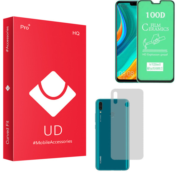 محافظ صفحه نمایش سرامیکی یو دی مدل HQ مناسب برای گوشی موبایل هوآوی Y9 2019 به همراه محافظ پشت گوشی