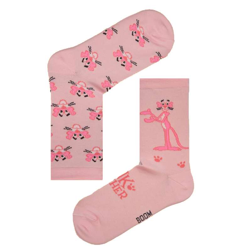 جوراب دخترانه مدل تا به تا طرح پلنگ صورتی