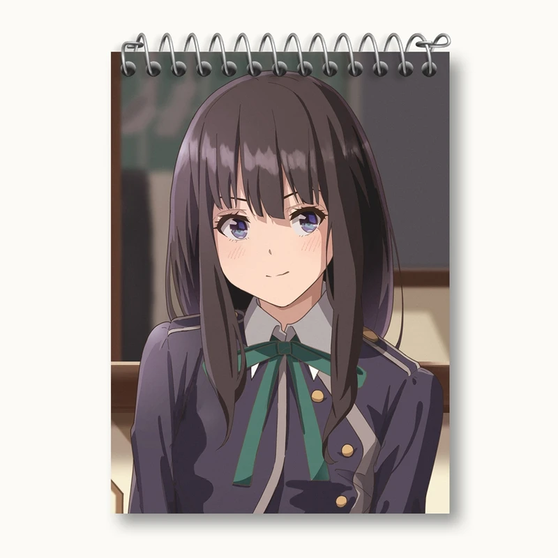 دفتر یادداشت 50 برگ خندالو مدل تاکینا انیمه لیکوریس ریکویل Lycoris Recoil کد 23069