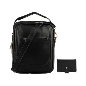 ست کیف رودوشی و جاکارتی مردانه کد AR07006bl