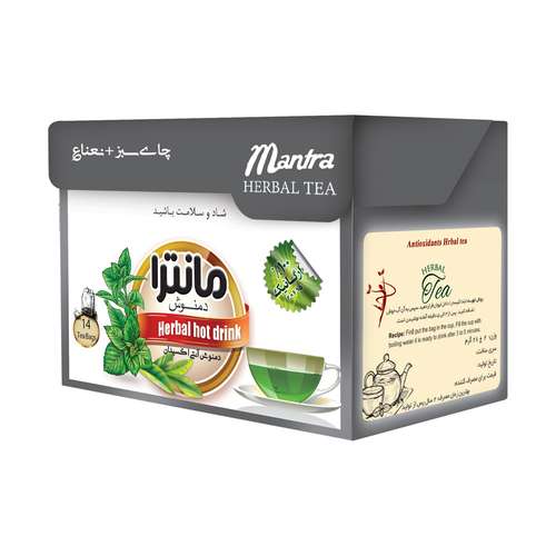 دمنوش چای سبز و نعناع مانترا بسته 14 عددی