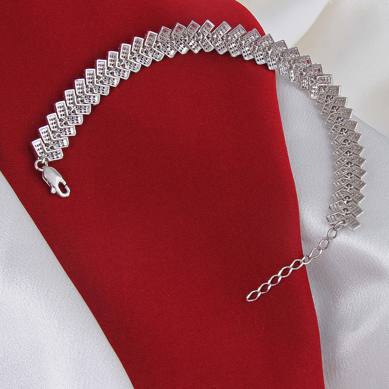 دستبند نقره زنانه مدل آبکاری رادیوم کد DP_605