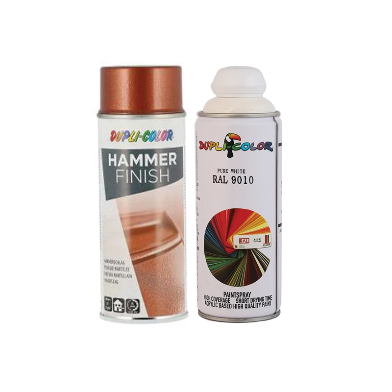 اسپری رنگ سفید براق و افکت چکشی رنگ مسی دوپلی کالر مدل d2 حجم 400 میلی لیتر مجموعه 2 عددی