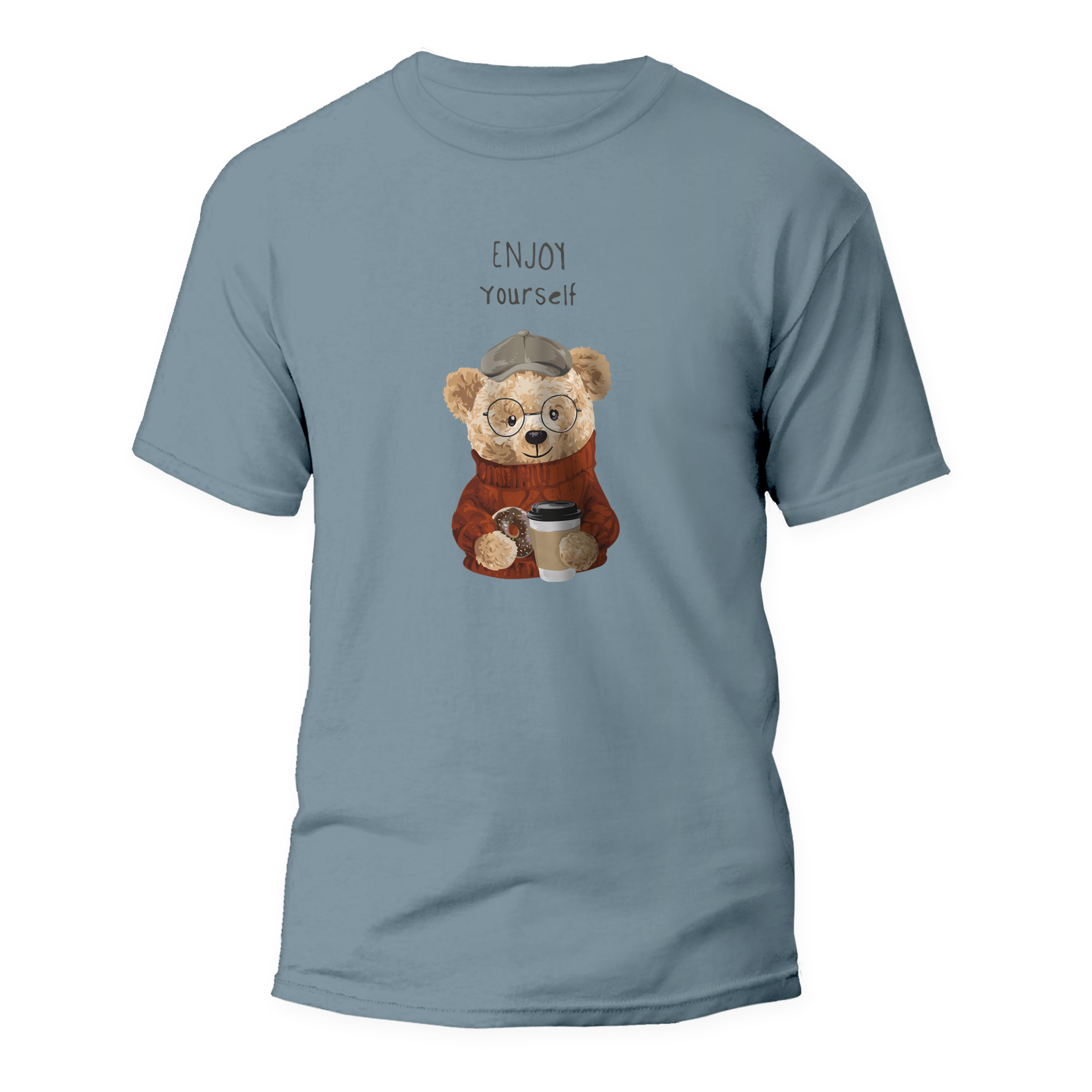 تیشرت مردانه طرح خرس کد T-1031-S  رنگ طوسی