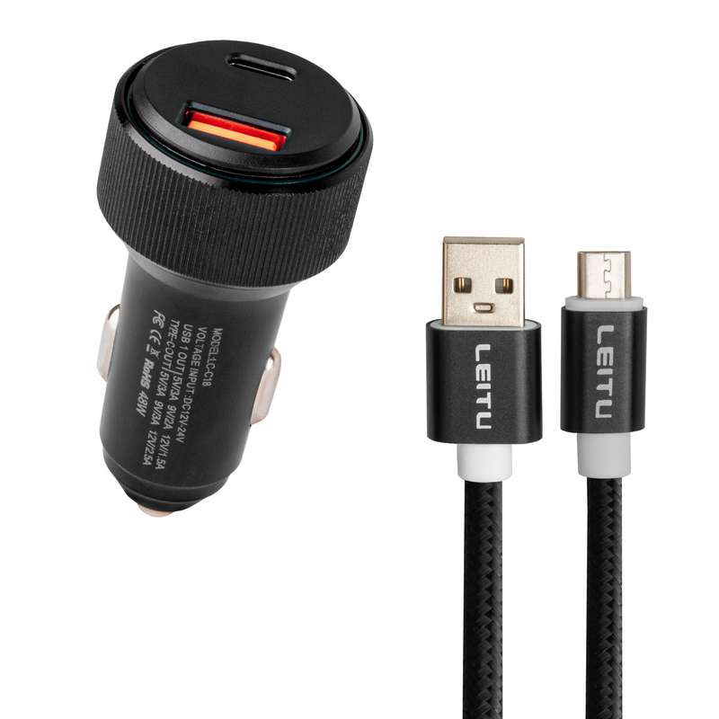 شارژر فندکی لیتو مدل LC-C18 48W به همراه کابل تبدیل MICRO USB شارژر فندکی لیتو مدل LC-C18 48W به همراه کابل تبدیل MICRO USB