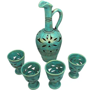 ست 5 تکه پارچ و لیوان سفالی کد M2