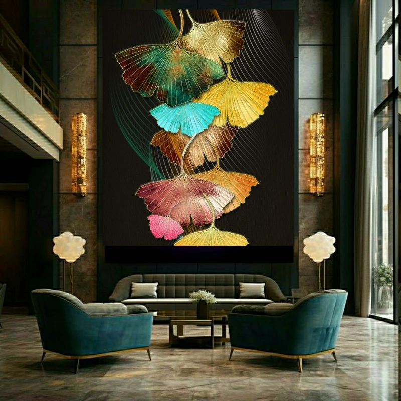 تابلو بوم طرح مخمل برگ فانتزی کد GR1748