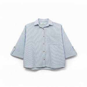 شومیز آستین سه ربع یقه برگردان زنانه مدل تک جیب