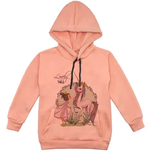 هودی دخترانه مدل دختر و تکشاخ F82 رنگ گلبهی