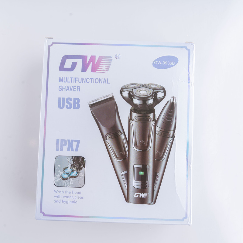 ست ماشین اصلاح موی صورت و بینی شارژی جی دبلیو مدل GW-9936B