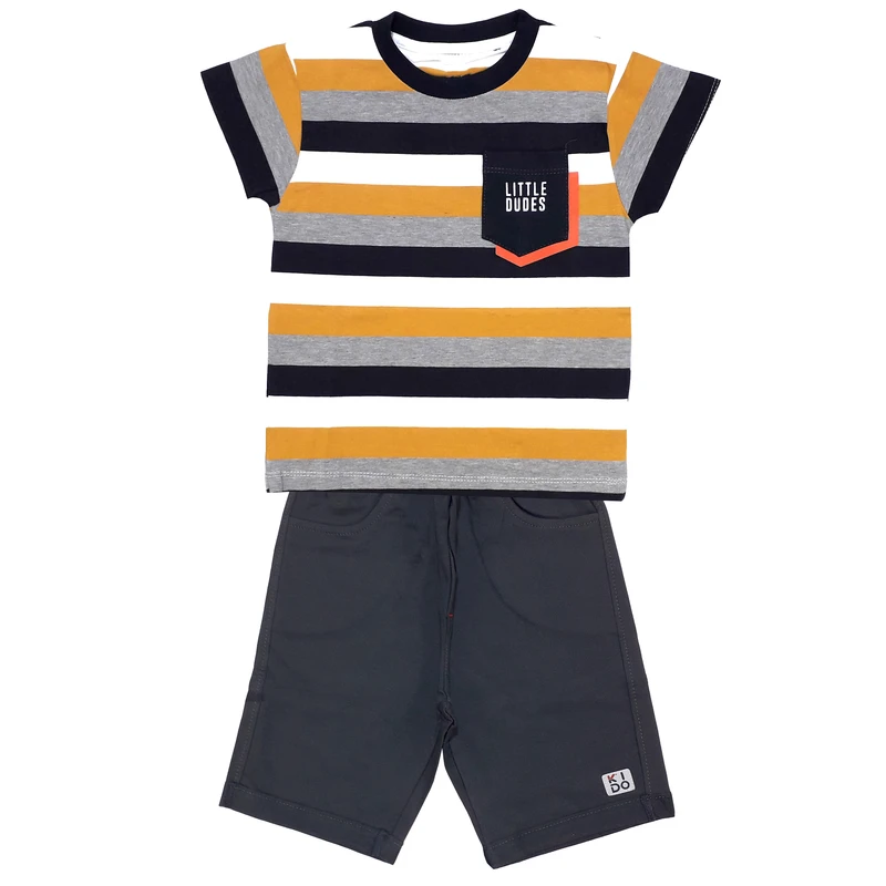 ست تی شرت و شلوارک پسرانه مدل little dudes کد 3374
