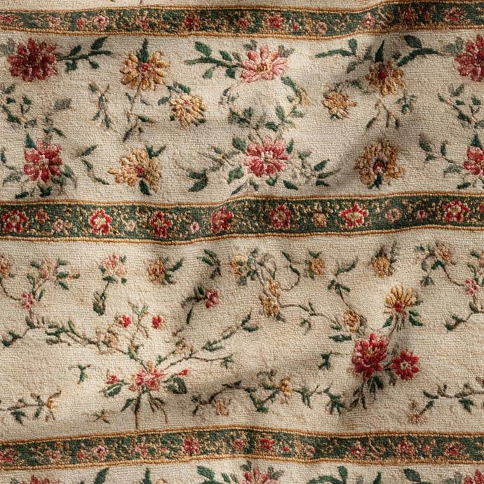 پارچه ملحفه عرض 1.5 متر پارچه باما طرح سه بعدی فرش ایرانی ناریسا کد 5015385 رنگ کرم