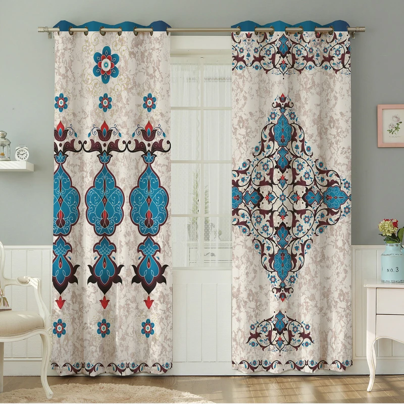 پرده نیروانا طرح سنتی مدل هازان کد 4598 سایز 140×280 سانتی متر