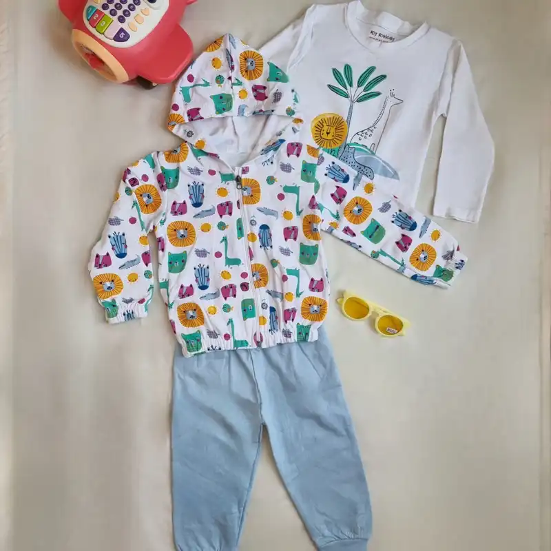 ست 3 تکه لباس دخترانه مدل حیوانات